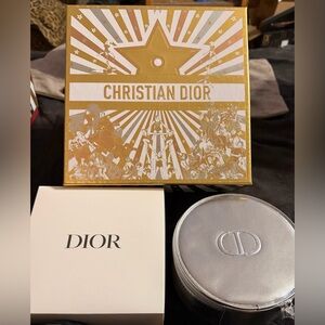 NEW Dior Metallic Silver Cosmetic Pouch with 2025 DIOR Holiday gift box